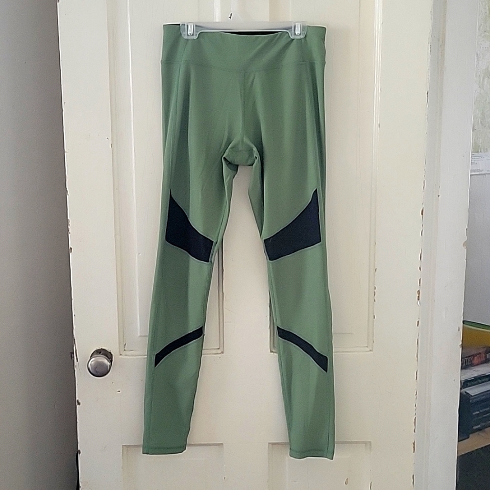 Sage Green Leggings with Mesh Details